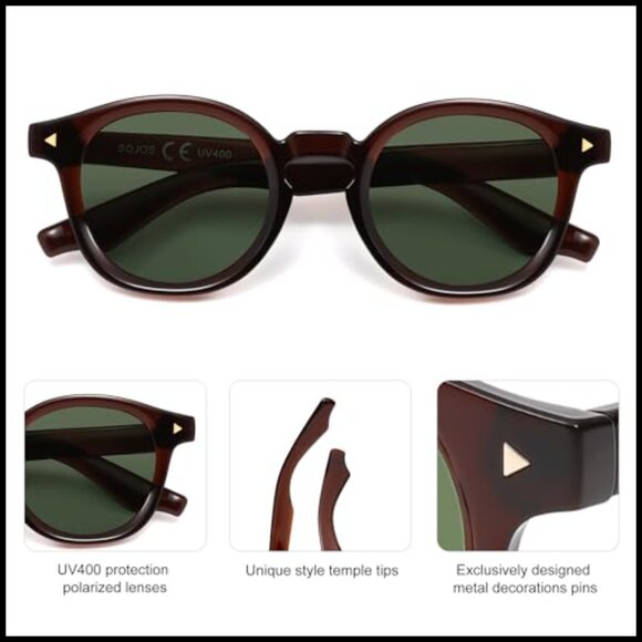 Retro Polarized Round Sunglasses Vintage Panto Sun Glasses Circle Shades main image 6